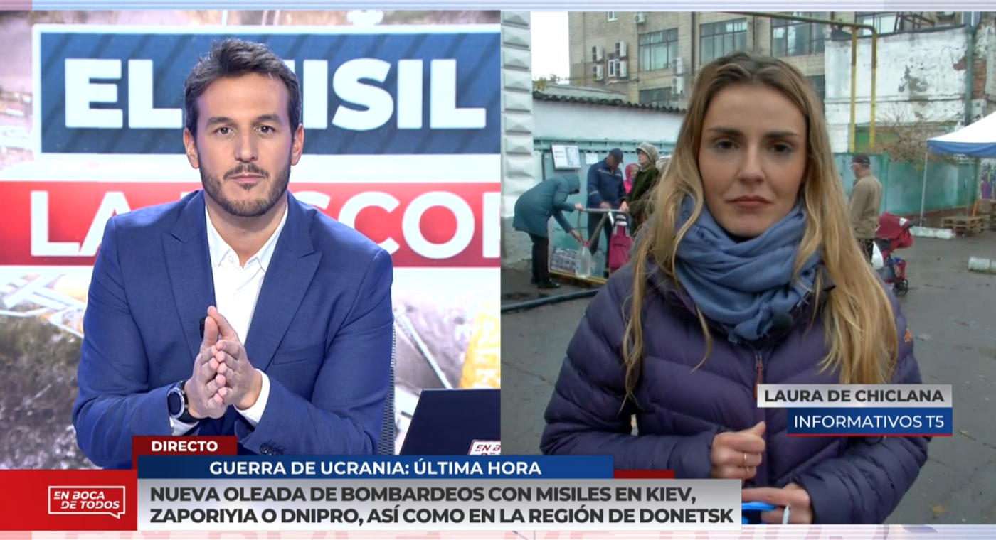 Laura de Chiclana, enviada a Ucrania de Mediaset, sufre un ataque de ansiedad en directo y rompe a llorar: "Son muchos meses aquí" Momentazos En boca de todos 17/11/2022