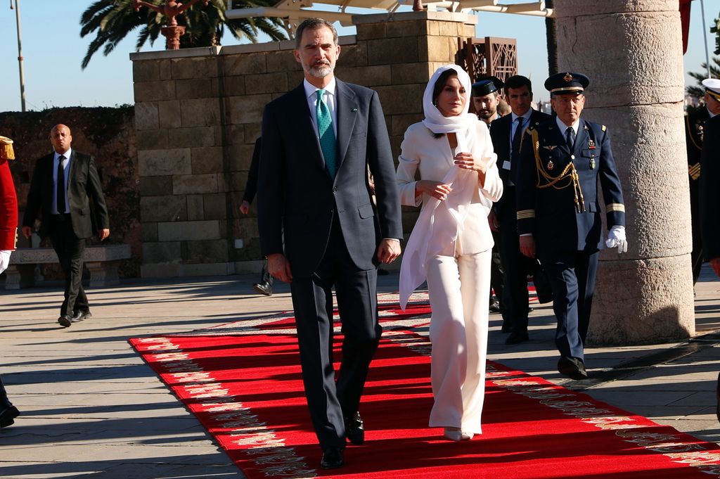 El rey Felipe y la reina Letizia en Marruecos, en 2019