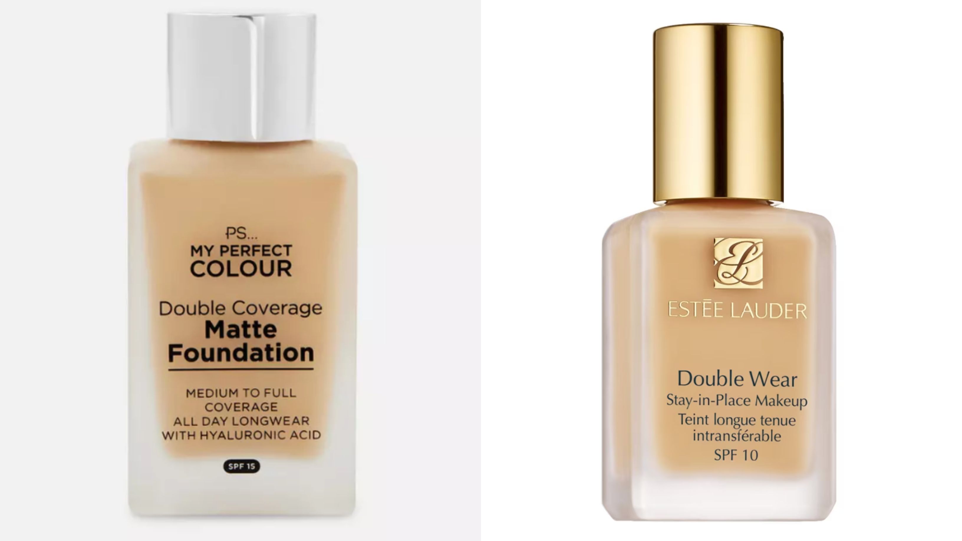 Montaje con bases de maquillaje de Primark y Estée Lauder