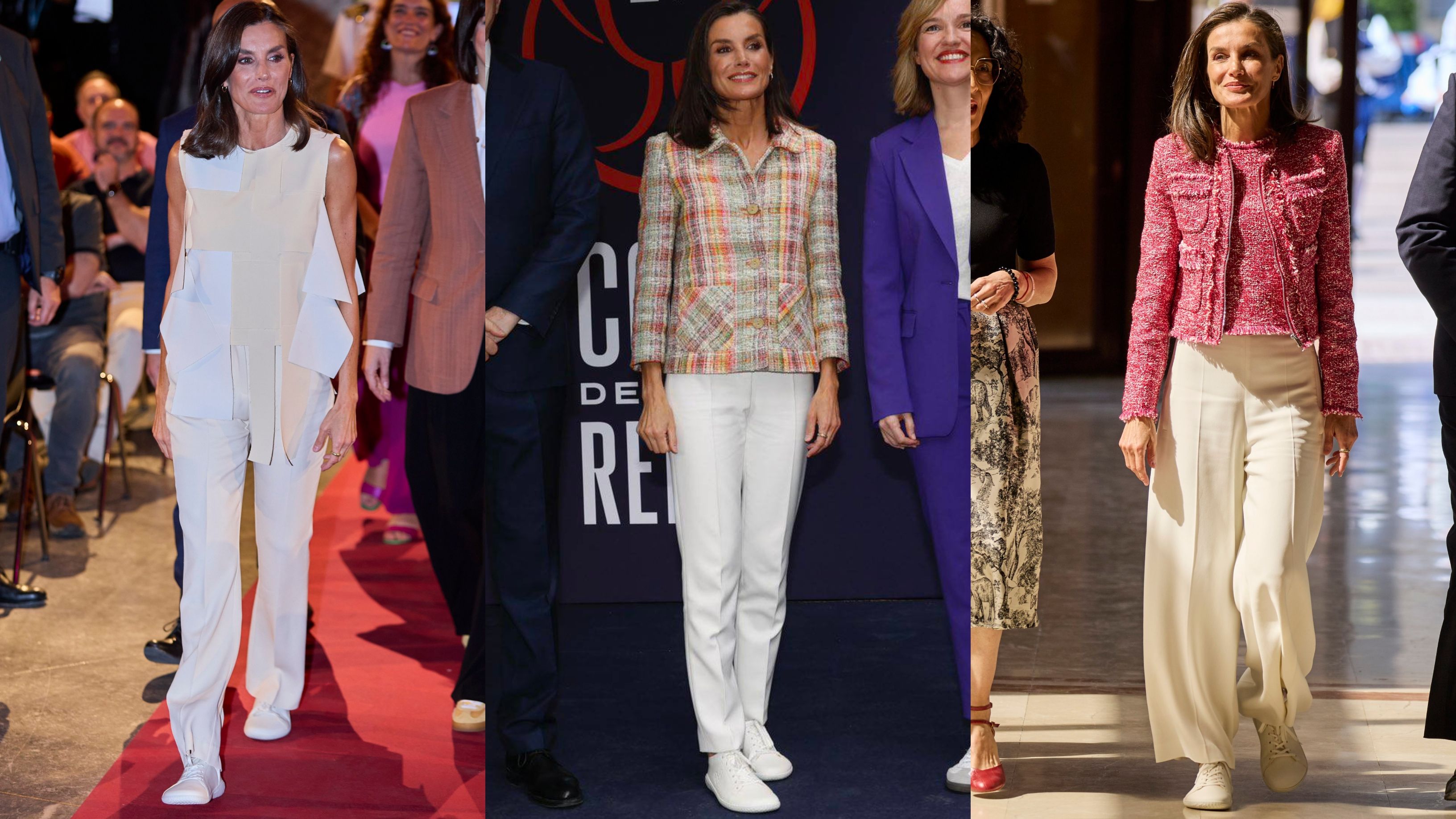 La reina Letizia, con pantalón blanco en varias ocasiones