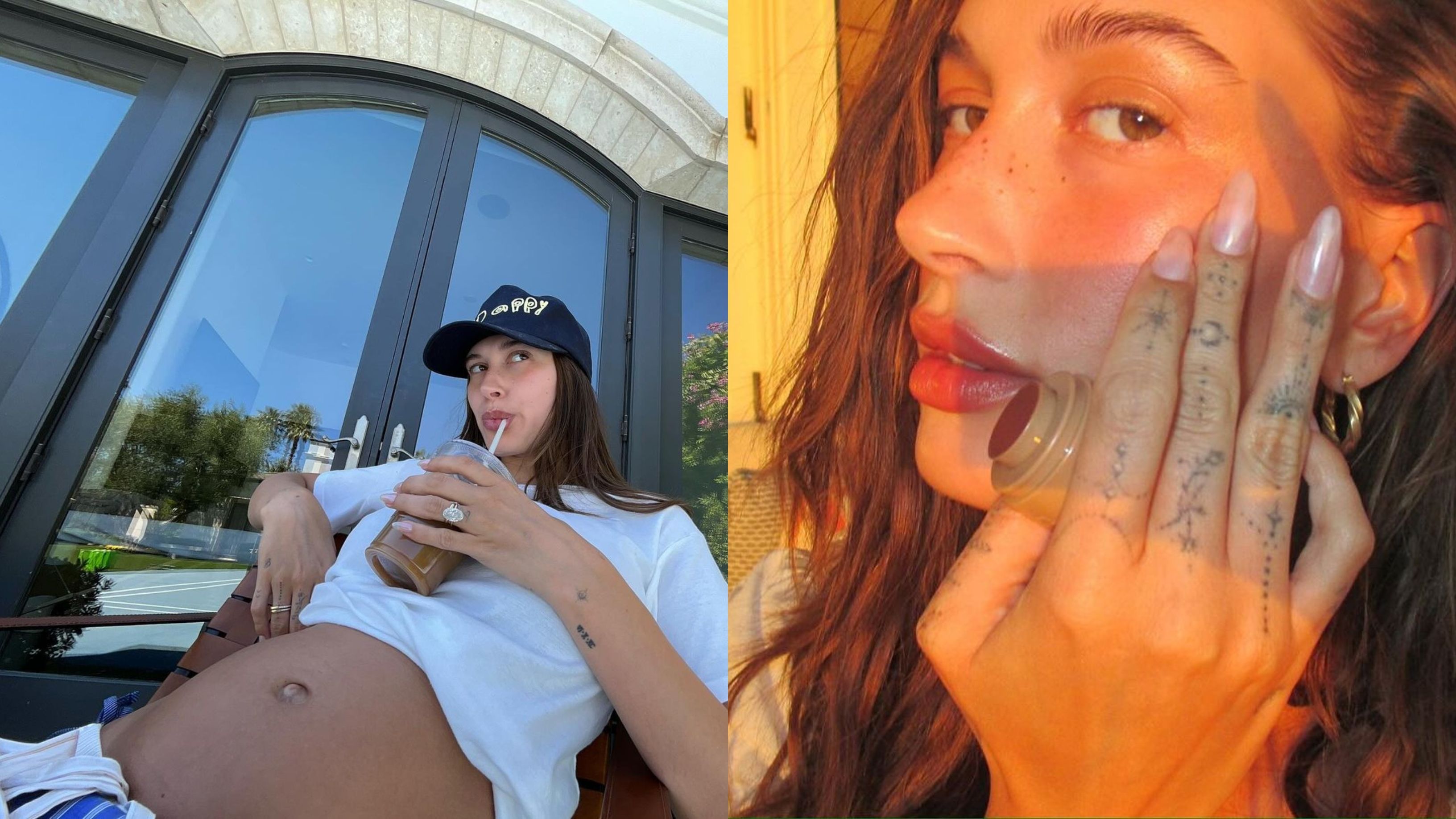 Montaje con fotos del Instagram de Hailey Bieber
