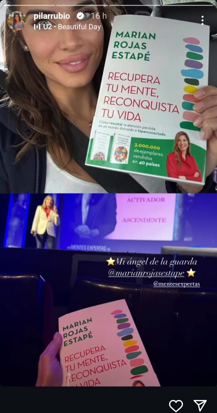 Pilar Rubio, con el último libro de Marian Rojas Estapé en la mano