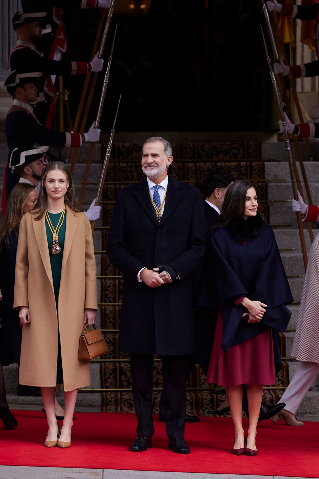 La princesa Leonor y los Reyes, durante la apertura de la XV Legislatura en las Cortes Generales