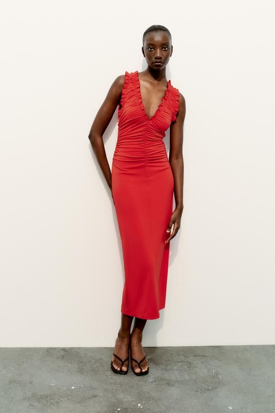 vestido rojo zara