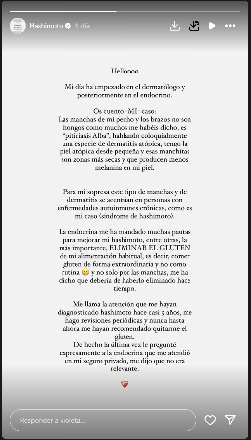 El mensaje de Violeta Mangriñan en sus stories de Instagram