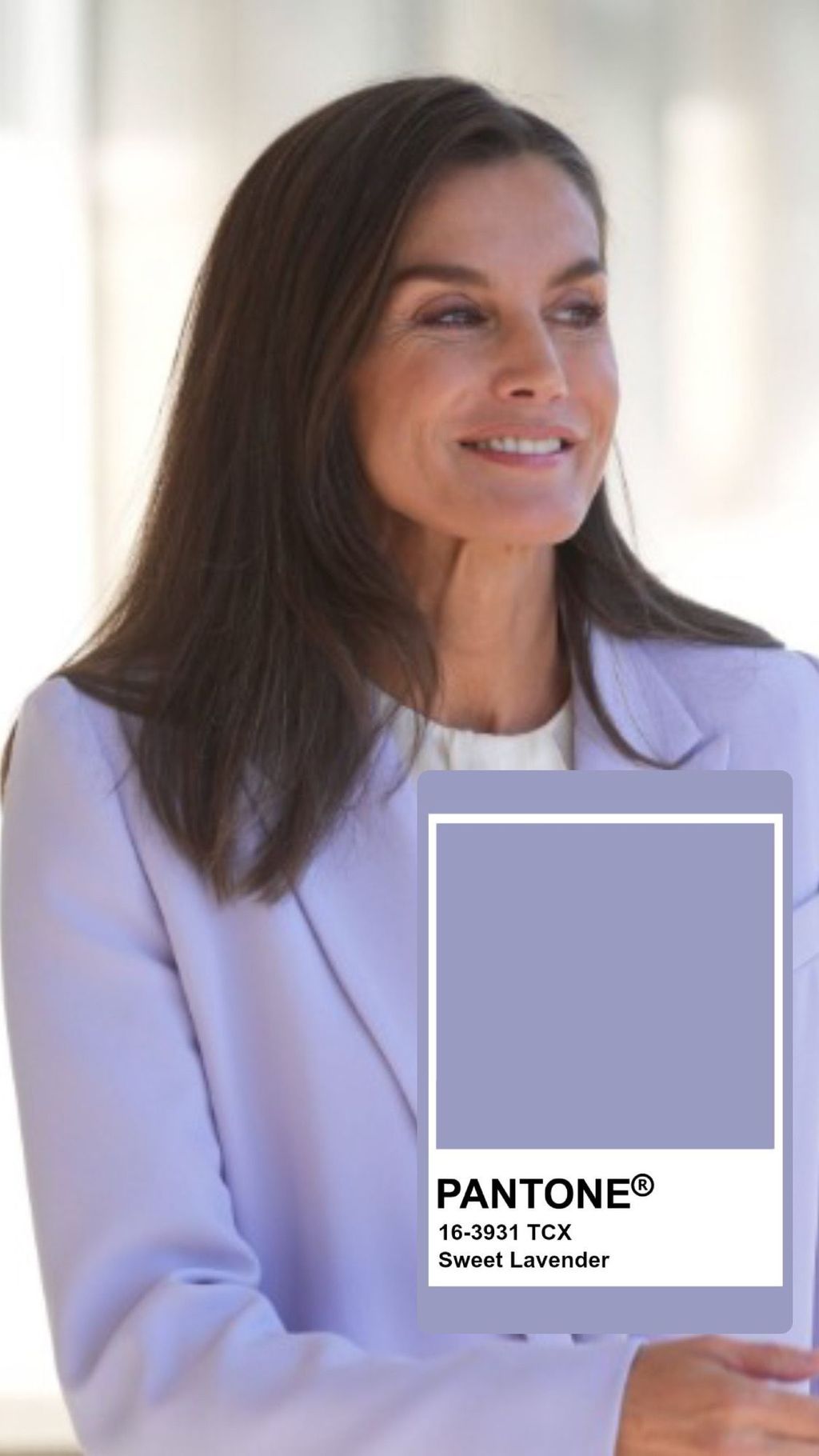 Montaje fotográfico con foto de la reina Letizia y tono de Pantone