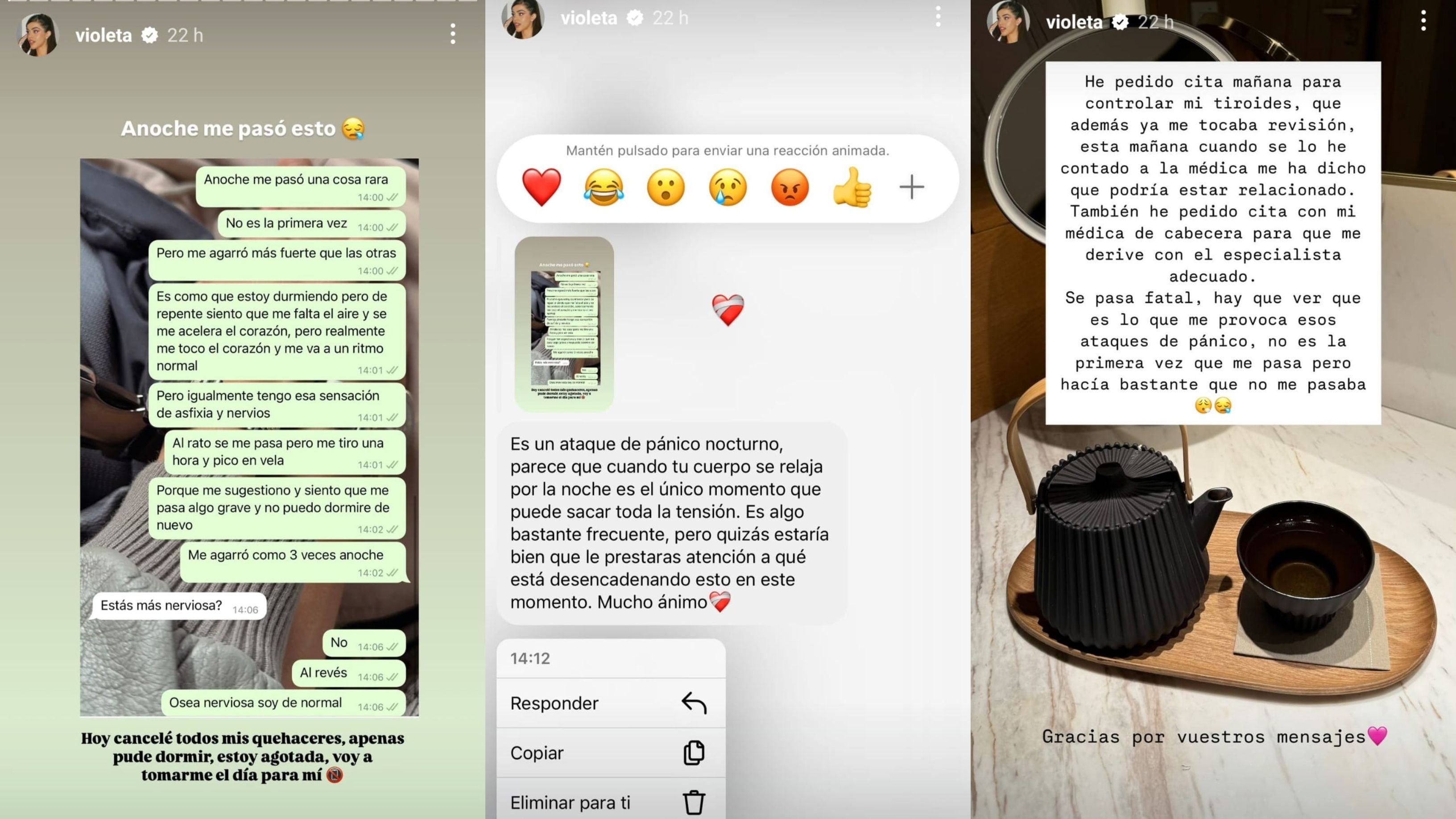 Stories de Violeta Mangriñán, en un montaje fotográfico