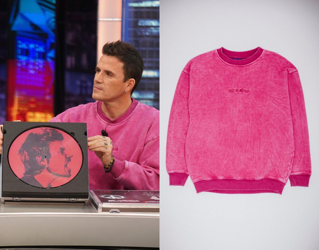 Story Dani Martín y silueta sudadera rosa, en un montaje fotográfico