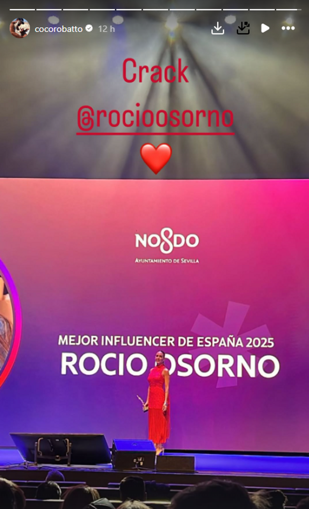 Mensaje de apoyo de Coco a Rocío Osorno en sus stories