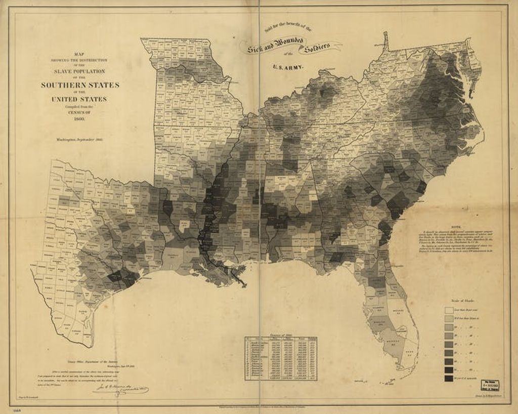 Mapa esclavos en EE.UU 1860