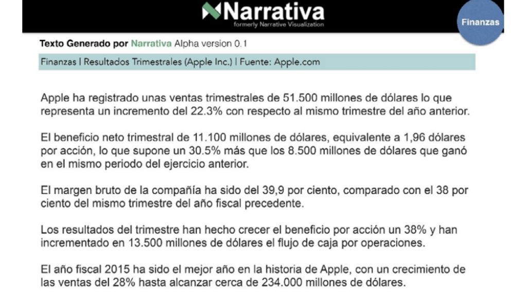 Noticia redactada por el robot Gabriele