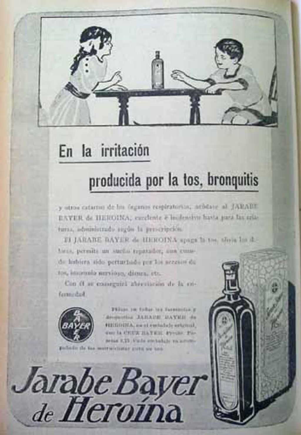 Anuncio de jarabe Bayer de Heroína