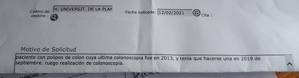 Solicitud del médico de cabecera