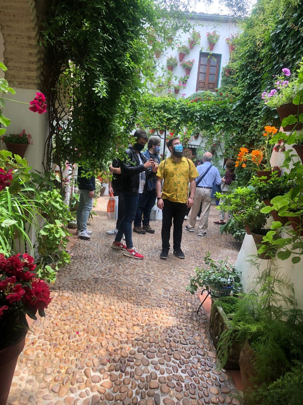 Patio con visitantes, en Córdoba.