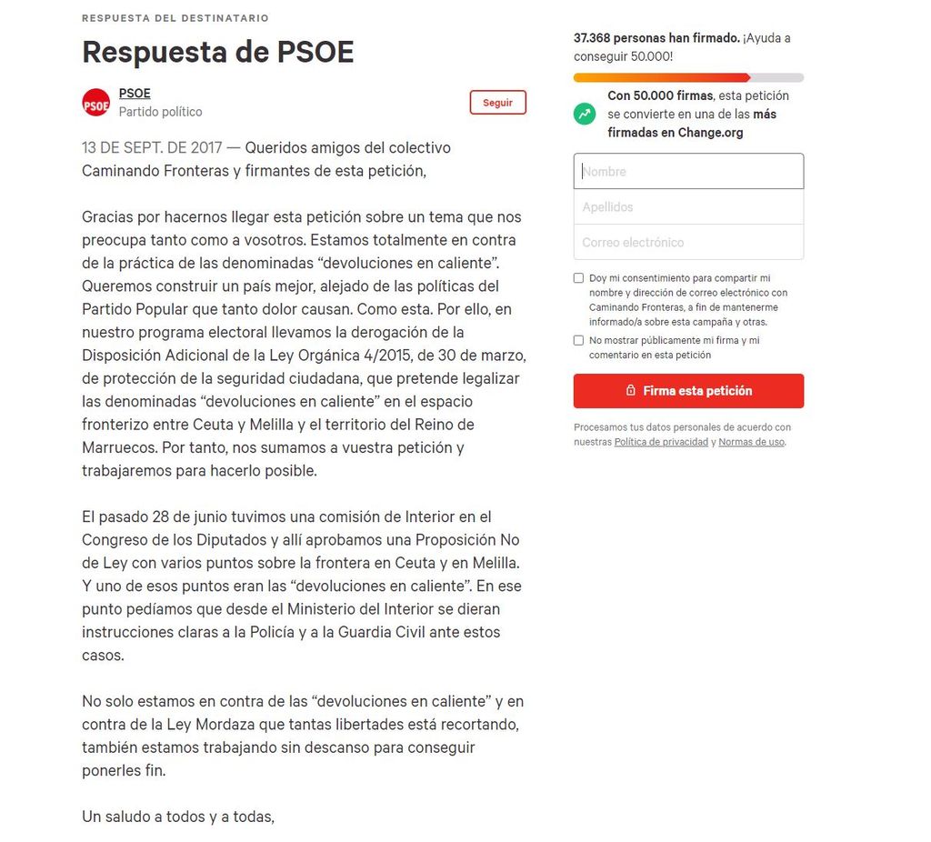 respuesta PSOE