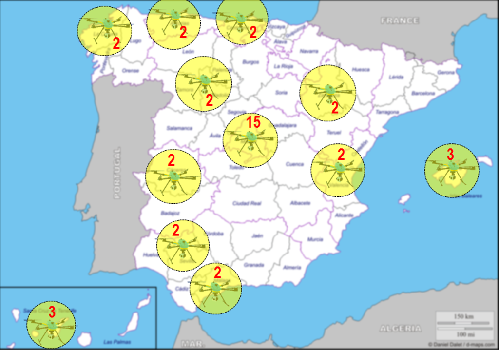 LOS 39 DRONES VAN A ESTAR REPARTIDOS POR TODA LA GEOGRAFíA