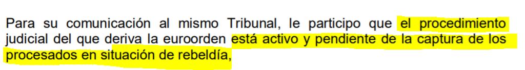 Extracto del oficio del juez Llarena a la justicia sarda