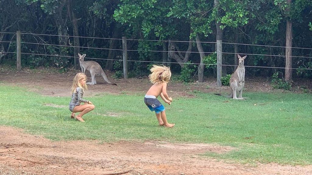 Los hijos de Elsa Pataky y Chris Hemsworth jugando con canguros