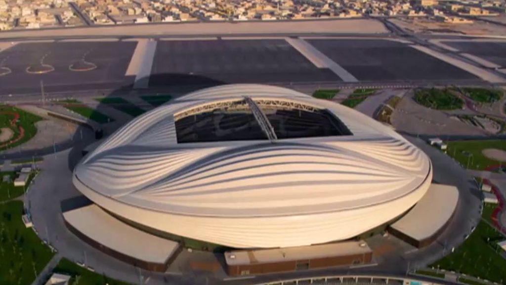 La vista aérea de un campo de fútbol.