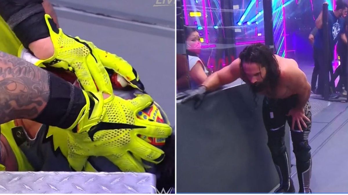 A Rey Mysterio se le sale el ojo en pleno combate y su rival, Seth Rollins, vomita al verlo A Rey Mysterio se le sale el ojo en pleno combate y su rival, Seth Rollins, vomita al verlo