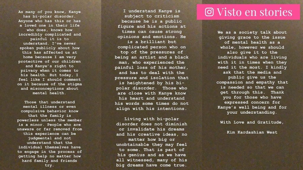 Kim Kardashian se sincera sobre el trastorno bipolar de Kanye West