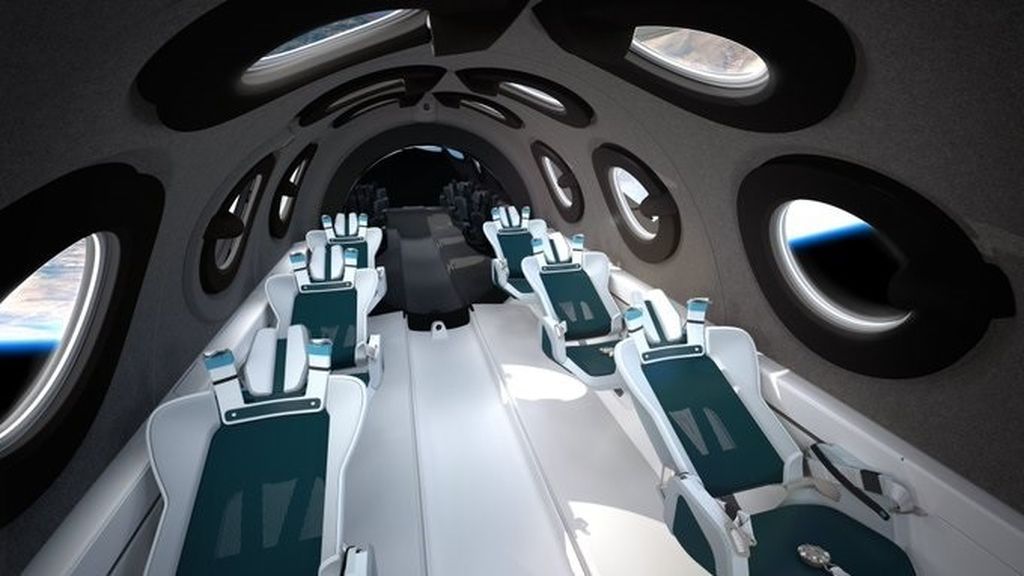 Interior de la aeronave de Virgin Galactic