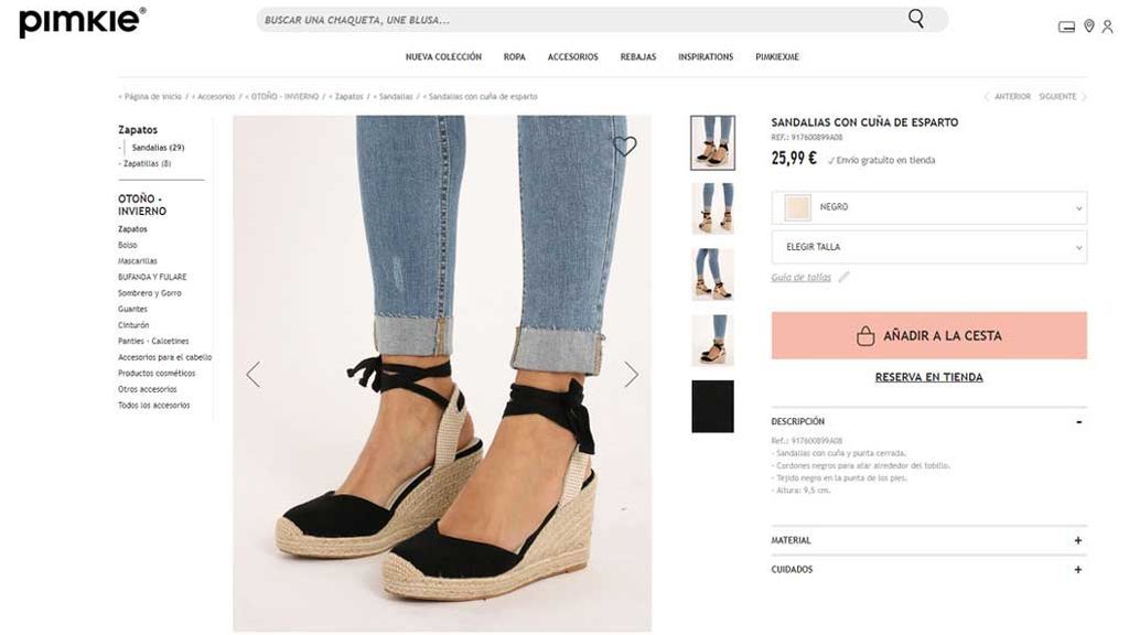 Alpargatas de cuña negra en Pimkie por 25.99 euros