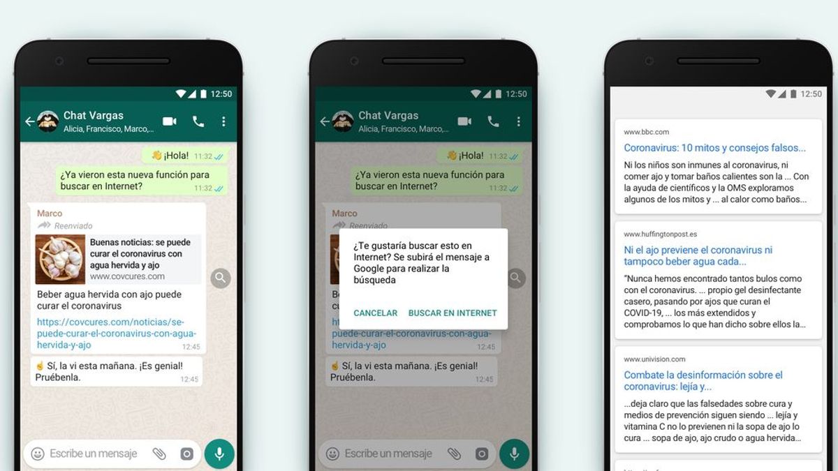 WhatsApp añade búsquedas en Internet para comprobar la información de los mensajes reenviados