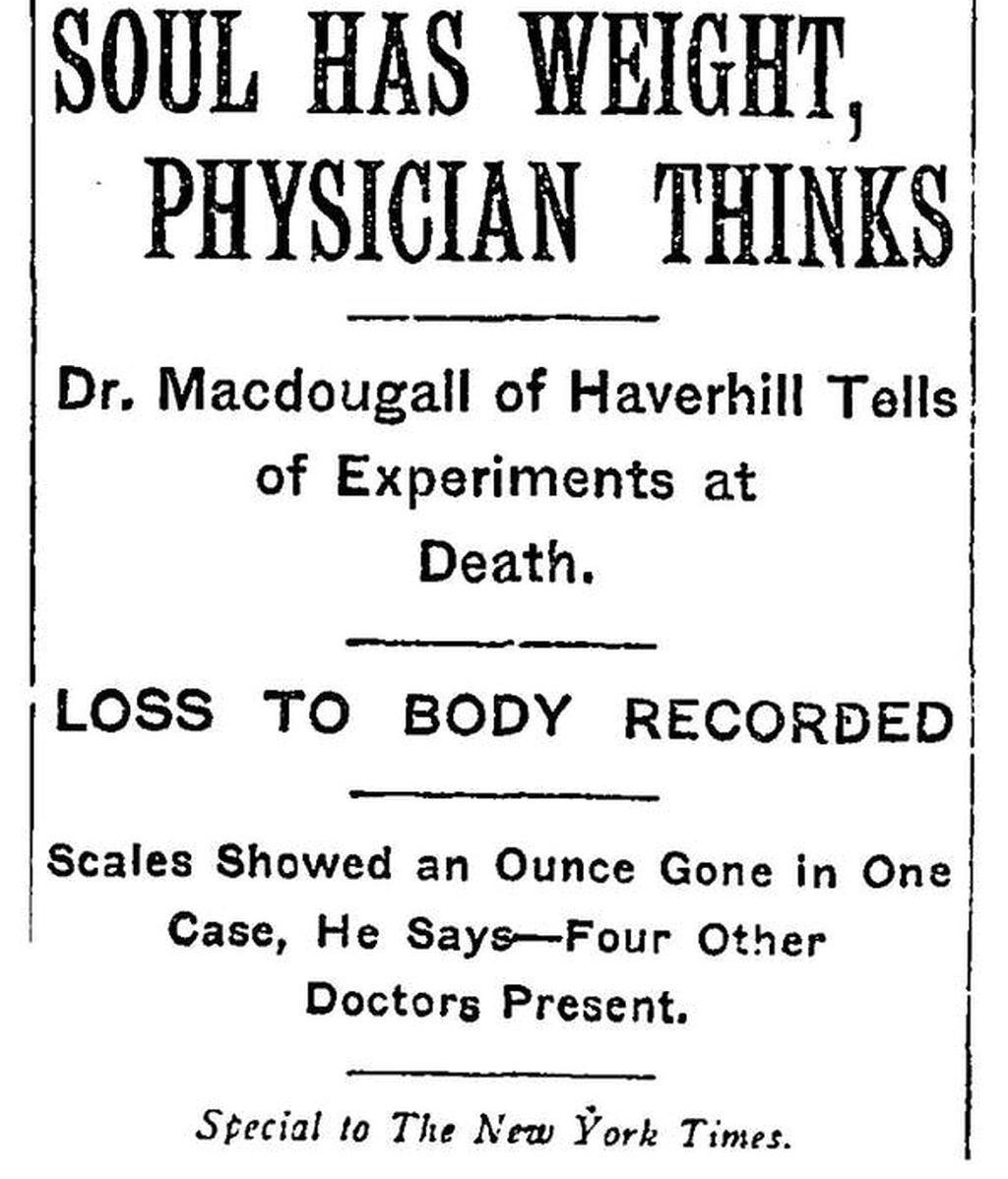Artículo publicado en 1907 en el que se explicaba el ‘experimento’ de Macdougall