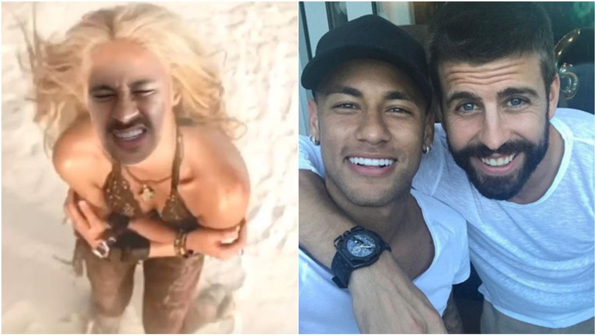 Neymar, con el cuerpo de Shakira, y el brasileño junto a Piqué.