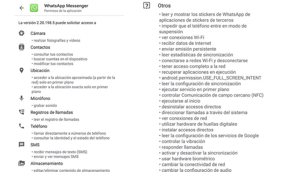 Permisos WhatsApp