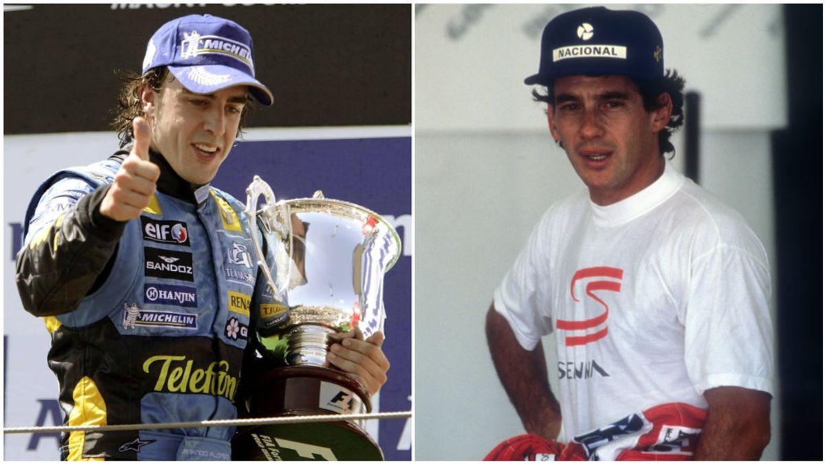 Fernando Alonso, con Renault, y Ayrton Senna. Fernando Alonso, con Renault, y Ayrton Senna.