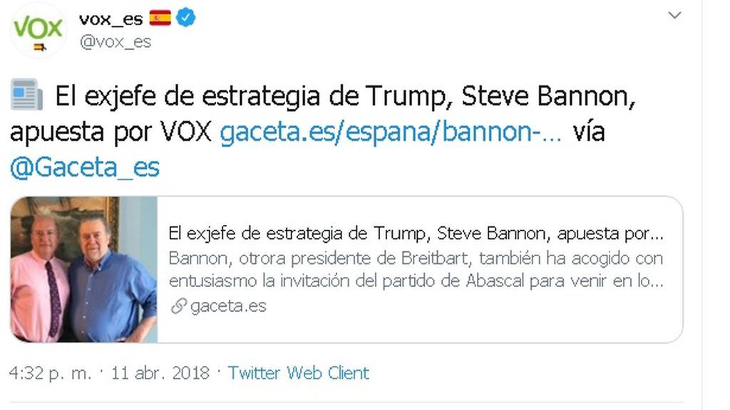 VOX alaba los consejos de Steve Bannon