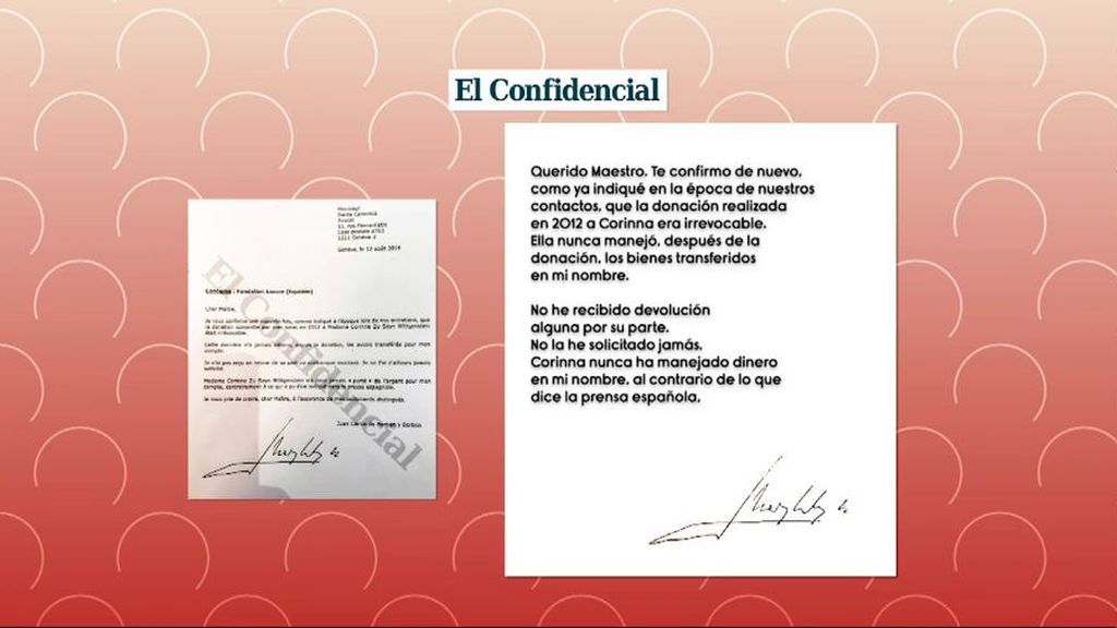 La carta que envió Juan Carlos I confirmando la donación a Corinna Larsen