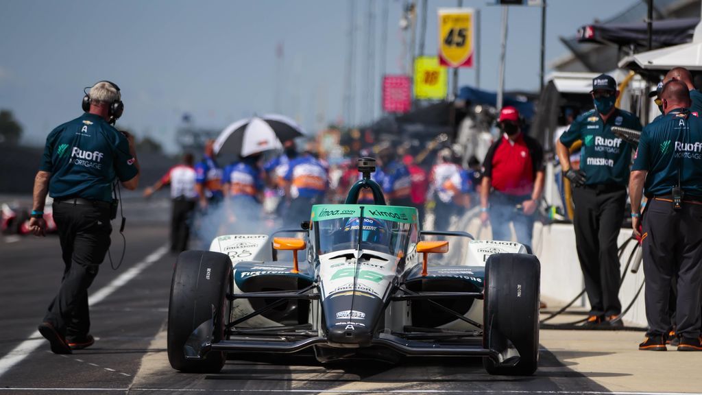 Fernando Alonso, en los entrenamientos de la Indy 500.