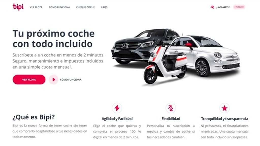 Portal web de coches por suscripción BIPI