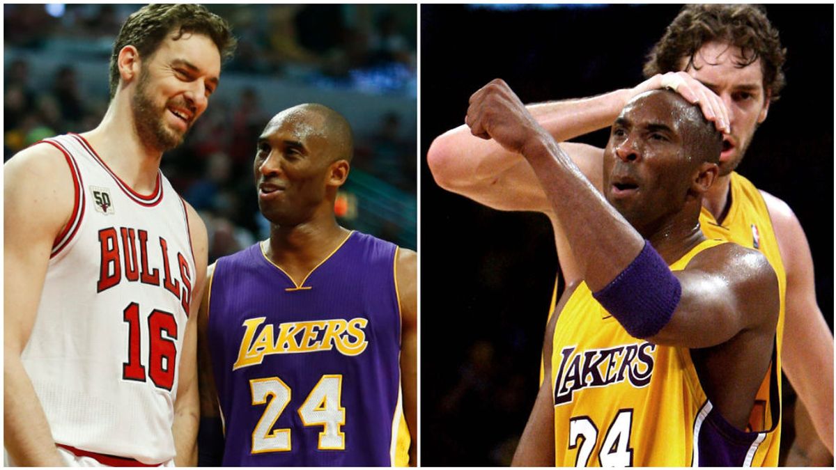 Kobe Bryant y Pau Gasol, durante dos partidos de la NBA. Kobe Bryant y Pau Gasol, durante dos partidos de la NBA.
