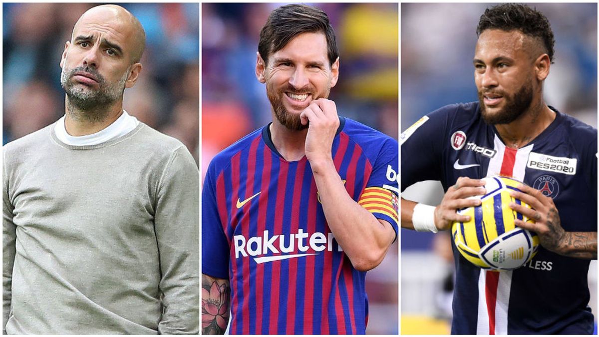 Pep Guardiola, Messi y Neymar.