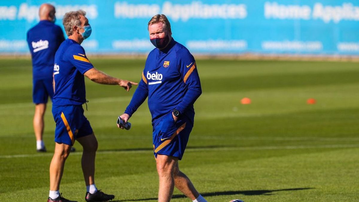 Koeman dirige el primer entrenamiento del Barça con la ausencia de Messi