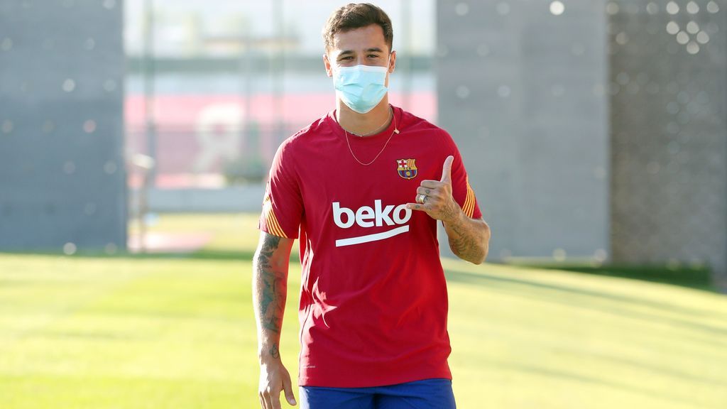 Coutinho, en su vuelta a los entrenamientos.