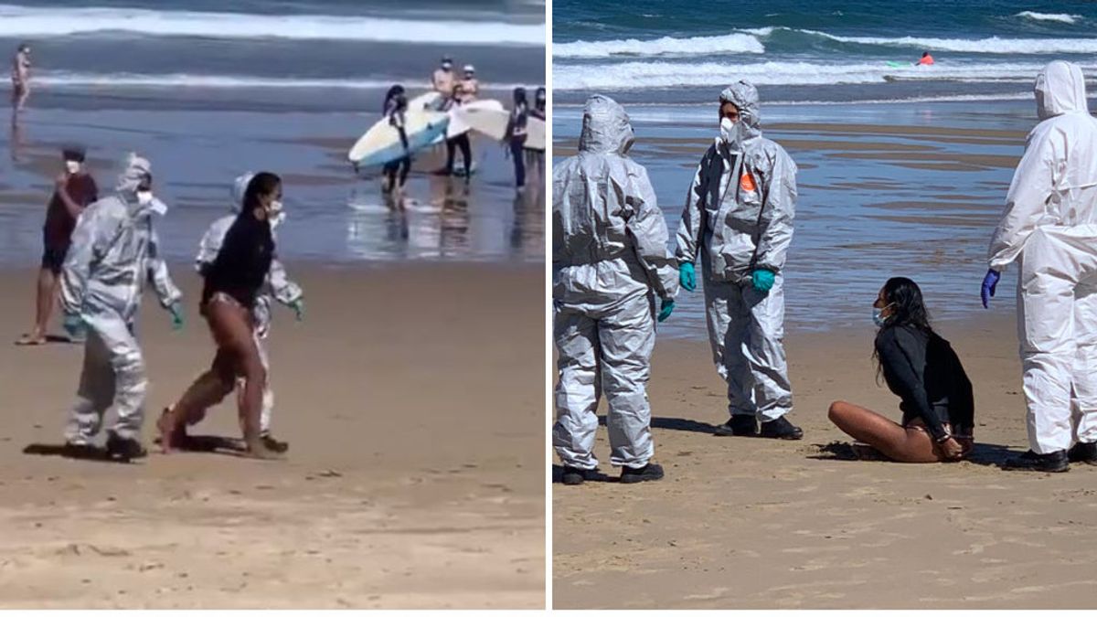 La Policía detiene en el agua a una surfista por bañarse sabiendo que tenía coronavirus: "¡Qué poca vergüenza!" La Policía detiene en el agua a una surfista por bañarse sabiendo que tenía coronavirus: "¡Qué poca vergüenza!"