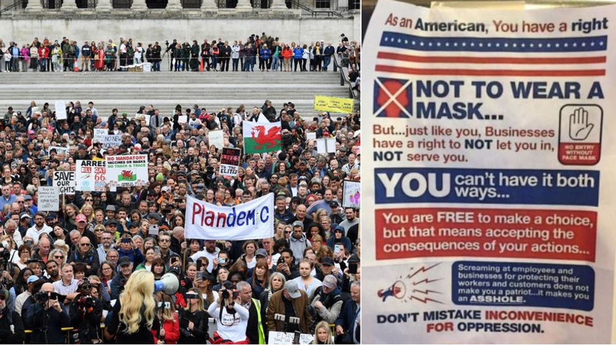 El mensaje viral en Estados Unidos a los negacionistas por no llevar mascarilla: "No eres patriota, eres idiota" El mensaje viral en Estados Unidos a los negacionistas por no llevar mascarilla: "No eres patriota, eres idiota"