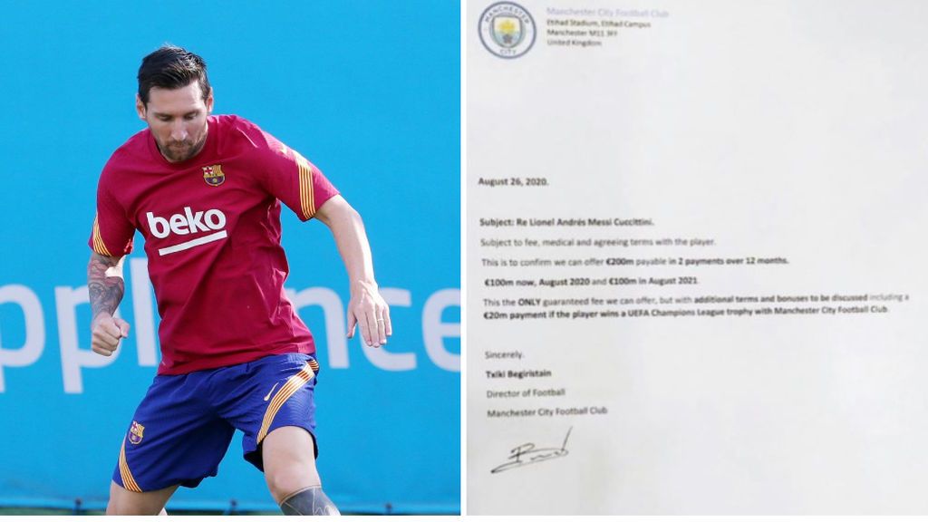 El Barça niega la veracidad de la supuesta oferta del Manchester City por Messi firmada por Txiki Begiristain El Barça niega la veracidad de la supuesta oferta del Manchester City por Messi firmada por Txiki Begiristain