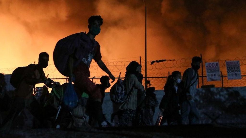 Incendio en el campo de refugiados de Moria