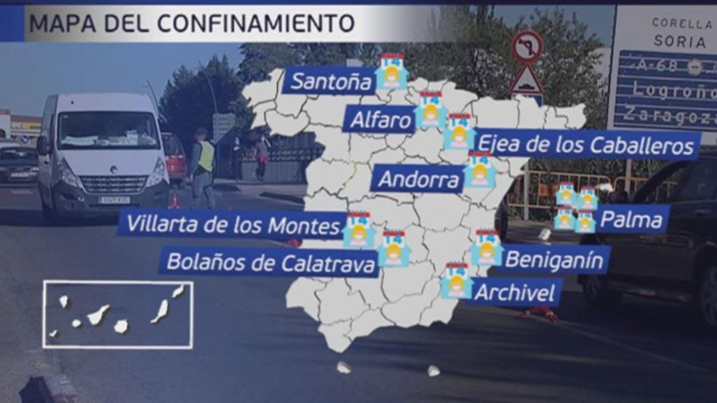 El mapa del confinamiento en España