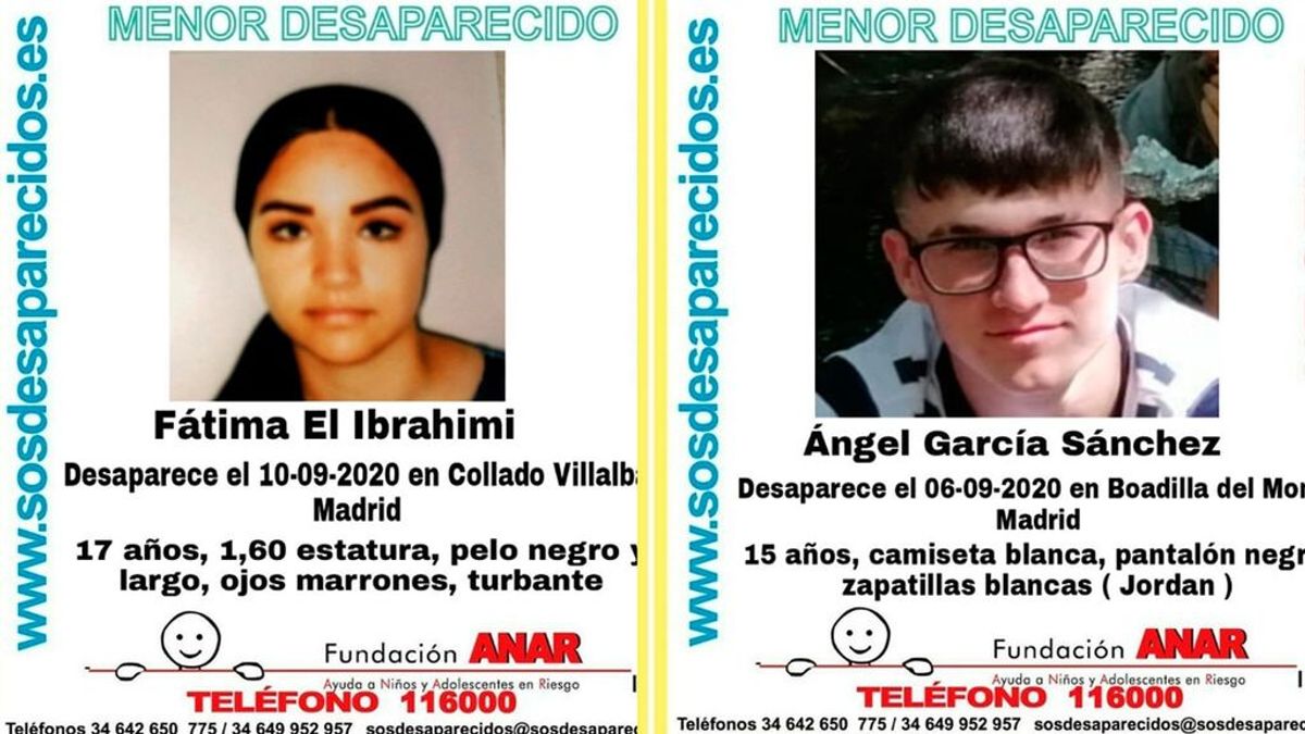Buscan Ángel García y Fátima El Ibrahimi, dos menores desaparecidos en la Comunidad de Madrid