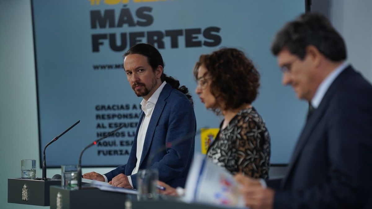 Escrivá, Montero e Iglesias, en la rueda de prensa del 29 de mayo Escrivá, Montero e Iglesias, en la rueda de prensa del 29 de mayo