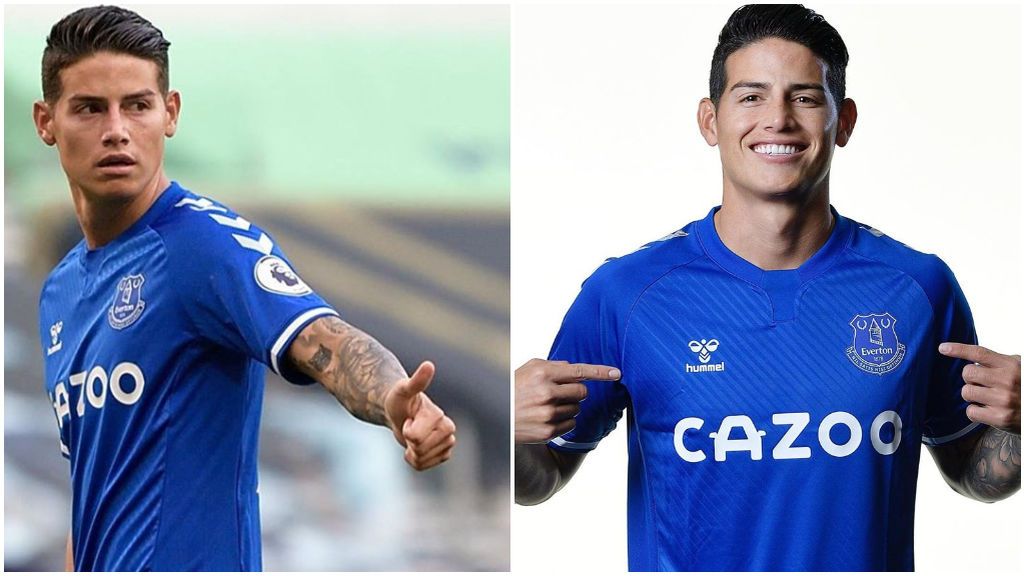 James Rodríguez, en su primer partido con el Everton.