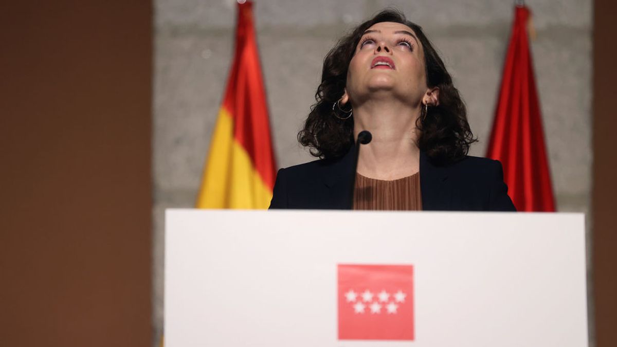 Isabel Díaz Ayuso, presidenta de la Comunidad de Madrid, en el anuncio de nuevas restricciones contra el coronavirus