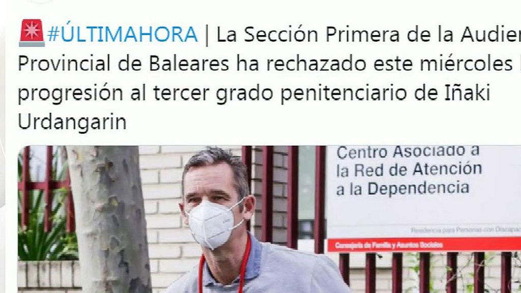 Deniegan el tercer grado a Iñaki Urdangarín